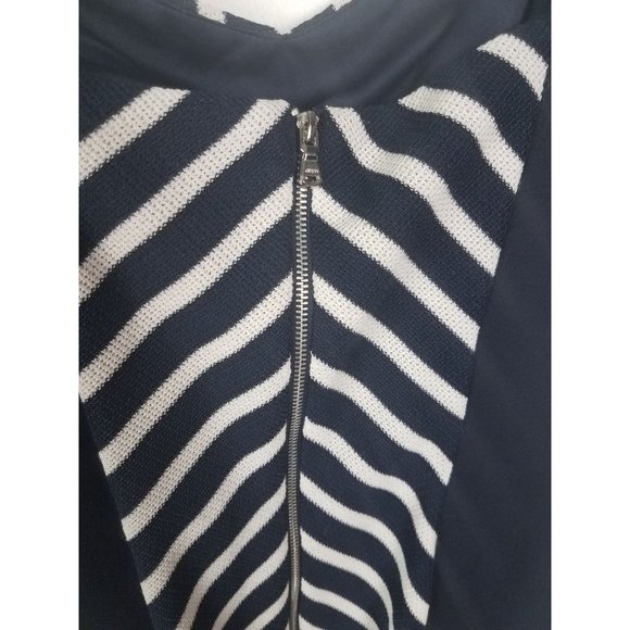 Guess Women's Sz. 10 Navy & White Striped Knit Bandage Knee Length Dress - Picture 7 of 11